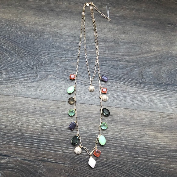 Gorgeous double string chain and gems necklace. - Picture 1 of 7